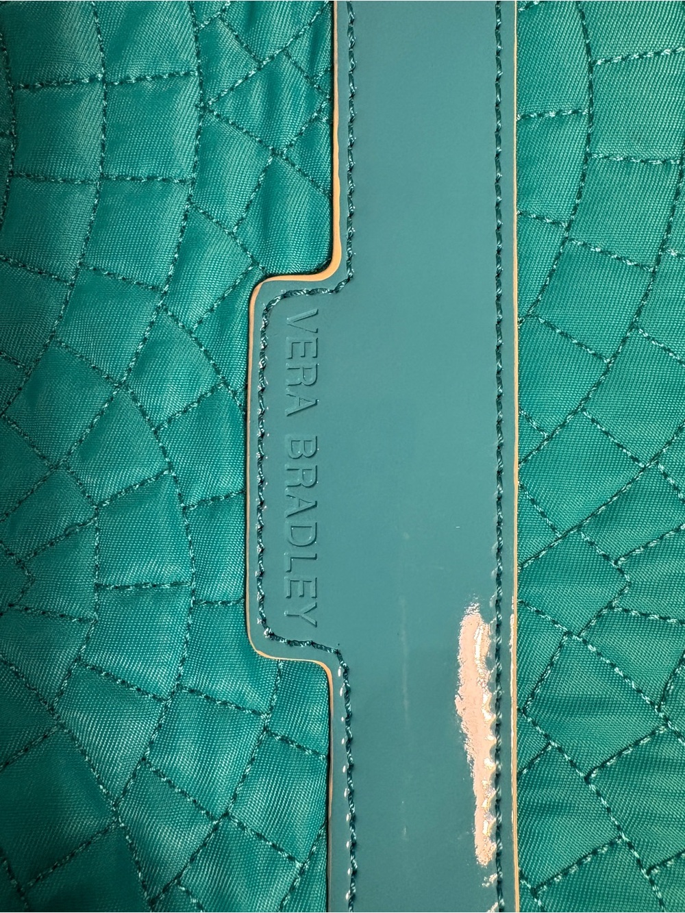 Vera Bradley Turquoise Quilted + Patent Trim Wristlet Clutch - Picture 6 of 12
